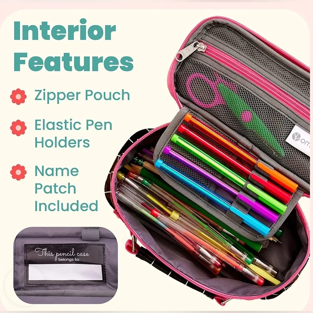 Ombu Large Capacity Pencil Case With Handle & Compartments For Adult & Kids